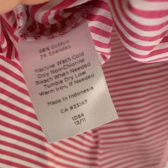 TalbotsBeaded White Pink Stripe Top Blouse Women Cotton Size 16 - Picture 7 of 7